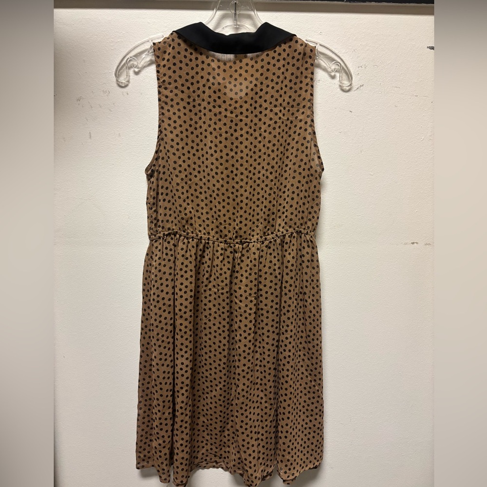 Band of Gypsies Dress Women Small Brown Black Polka Dot Sleeveless Collared - Picture 2 of 4
